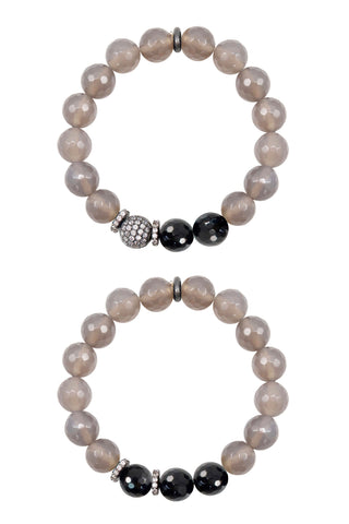 NORA GUNMETAL gray agate/onyx