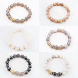 LYLA GOLD banded gray agate/matte gray agate