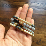 KENNEDY GOLD gray jade/onyx Bracelet by NICOLE LEIGH Jewelry