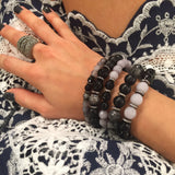 KENNEDY GUNMETAL gray jade/onyx Bracelet by NICOLE LEIGH Jewelry