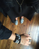 KENNEDY GUNMETAL gray jade/onyx Bracelet by NICOLE LEIGH Jewelry