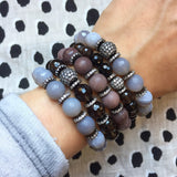 LYLA GUNMETAL banded gray agate/matte gray agate