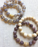 LYLA GOLD banded gray agate/matte gray agate