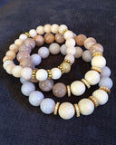 KAT GOLD champagne pink jade/riverstone Bracelet by NICOLE LEIGH Jewelry