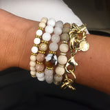 KAT GOLD white jade/champagne pink jade Bracelet by NICOLE LEIGH Jewelry