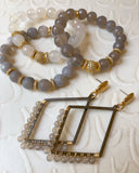 LYLA GOLD banded gray agate/matte gray agate