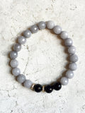 KENNEDY GOLD gray jade/onyx Bracelet by NICOLE LEIGH Jewelry