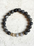 KACIE GOLD larvikite/gray jade Bracelet by NICOLE LEIGH Jewelry