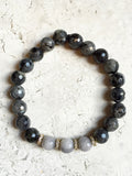 KACIE GOLD larvikite/gray jade Bracelet by NICOLE LEIGH Jewelry