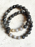 KACIE GOLD larvikite/gray jade Bracelet by NICOLE LEIGH Jewelry