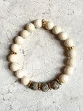 KAT GOLD riverstone/fossil coral Bracelet by NICOLE LEIGH Jewelry