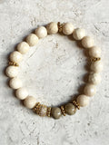 KAT GOLD riverstone/fossil coral Bracelet by NICOLE LEIGH Jewelry