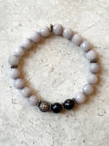 KAT GUNMETAL gray jade/onyx Bracelet by NICOLE LEIGH Jewelry