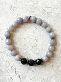 KAT GUNMETAL gray jade/onyx Bracelet by NICOLE LEIGH Jewelry