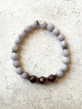 KAT GUNMETAL gray jade/garnet Bracelet by NICOLE LEIGH Jewelry