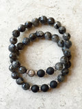 KACIE GUNMETAL larvikite/matte onyx Bracelet by NICOLE LEIGH Jewelry