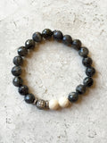 KENNEDY GUNMETAL larvikite/riverstone Bracelet by NICOLE LEIGH Jewelry
