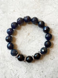 Lyla Gunmetal - Dumortierite/Onyx (10mm) Bracelet by NICOLE LEIGH Jewelry