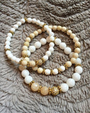 KAT GOLD white jade/champagne pink jade Bracelet by NICOLE LEIGH Jewelry