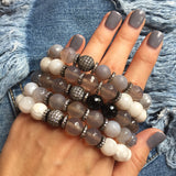 LYLA GUNMETAL banded gray agate/matte gray agate