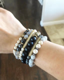 KENNEDY GUNMETAL gray jade/riverstone Bracelet by NICOLE LEIGH Jewelry