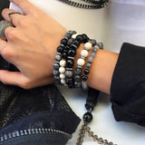 KACIE GUNMETAL larvikite/riverstone Bracelet by NICOLE LEIGH Jewelry