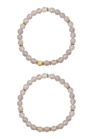 SOPHIA GOLD gray agate/matte gray agate