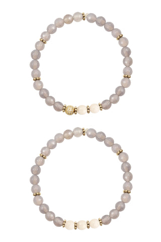 SOPHIA GOLD gray agate/riverstone