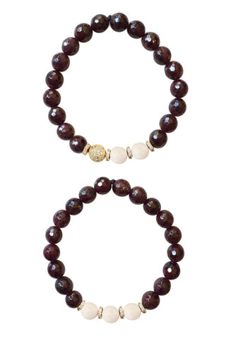 KACIE GOLD garnet/riverstone Bracelet by NICOLE LEIGH Jewelry