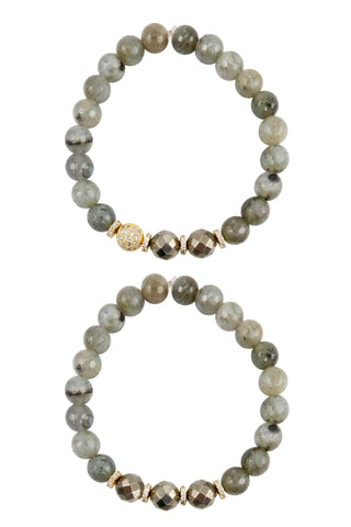 KACIE GOLD labradorite/pyrite Bracelet by NICOLE LEIGH Jewelry