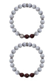 KAT GUNMETAL gray jade/garnet