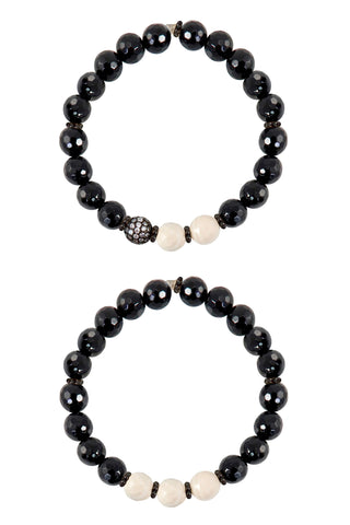 KAT GUNMETAL onyx/riverstone Bracelet by NICOLE LEIGH Jewelry